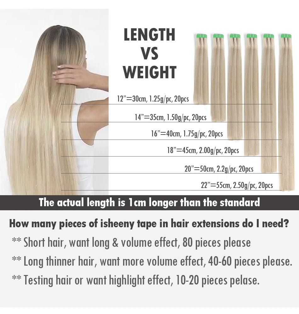 Human Hair Tape Extensions European Natural Seamless Skin Weft 14" Black Brown Blonde 100% Virgin Remy Hair 40 PCS