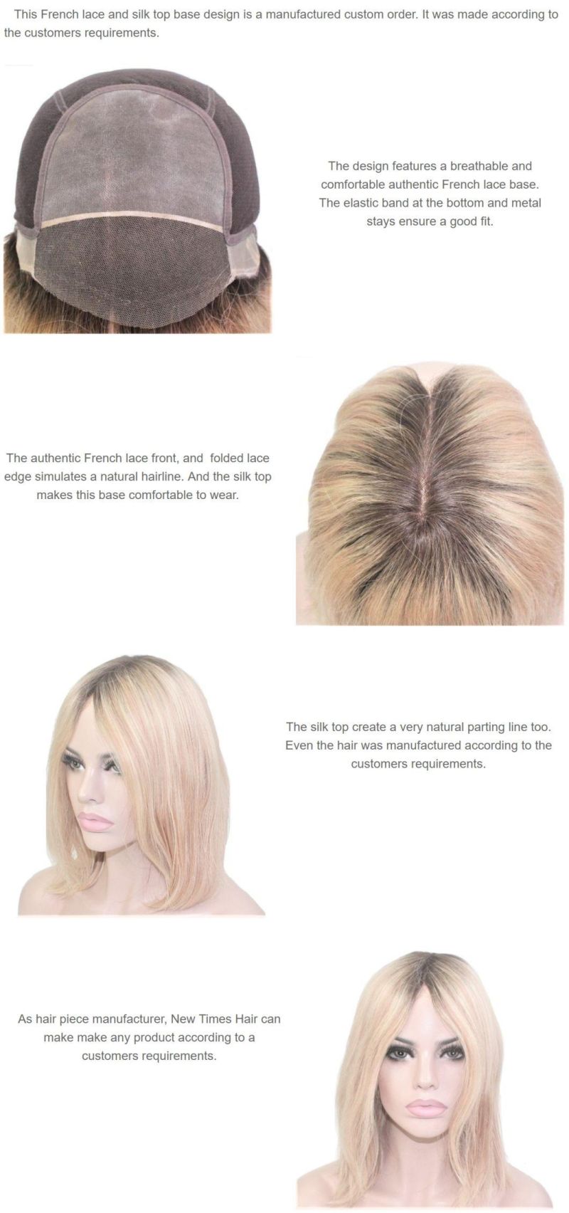 Ladies Custom French Lace and Silk Top Elasticated High Quality Wig