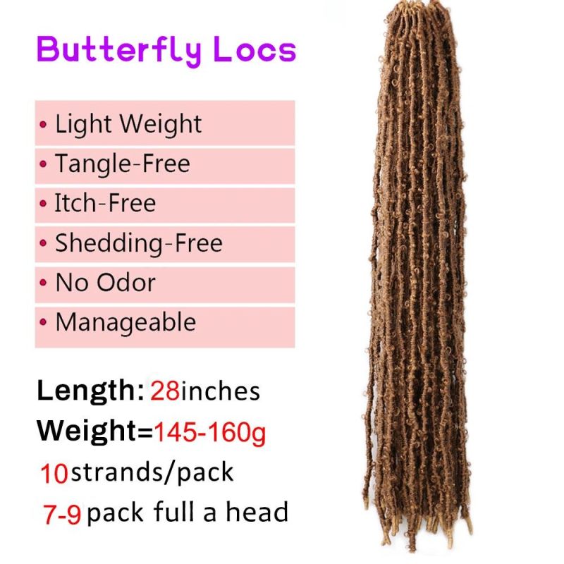 28inch 10 Strands/Pack Pre Looped Jumbo Braiding Hair Butterfly Faux Locs Crochet Braids