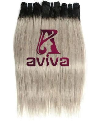 100% Remy Silvery Color Weft Double Drawn in Chinese Hair Human Hair Extension Virgin Hair Extension Hair Weft (AV-TS01)