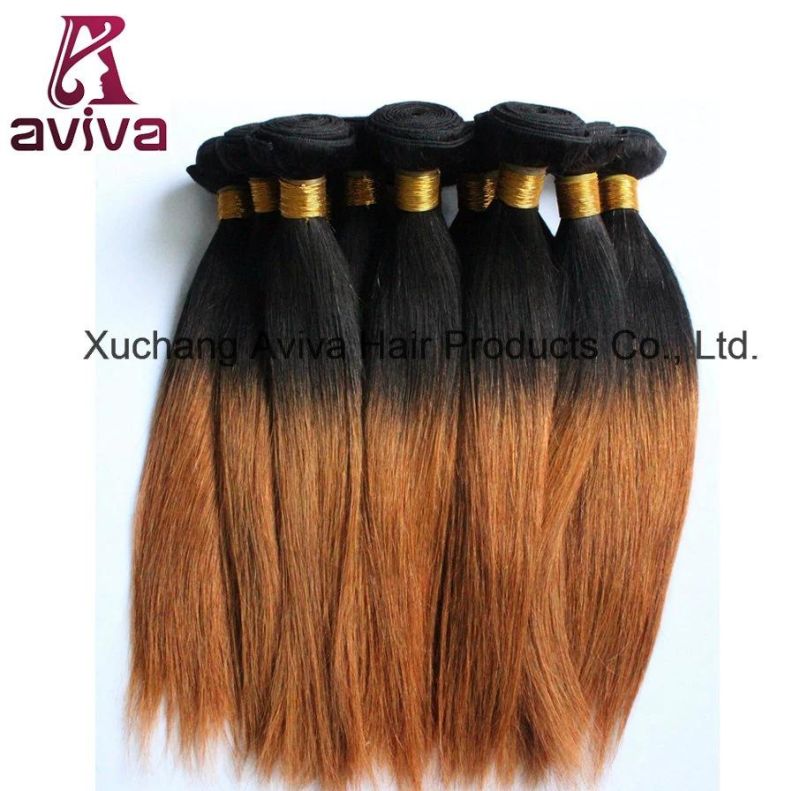 Silky Straight Wave 100% Human Hair Extension Ombre Natural Virgin Hair