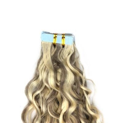 Wholesale Original Blond European Water Wavy Seamless Double Drawn Tape Hair Extensions