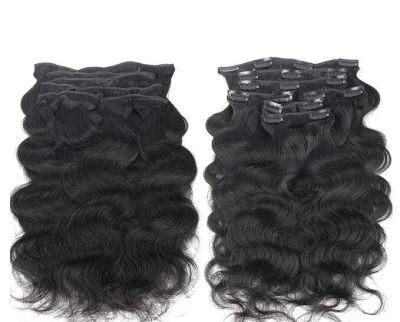 100% Brazilian Hair Clip in Human Hair Extension 22inch Virgin Hair Extension 7PCS Body Wave (AV-CH160-1B)