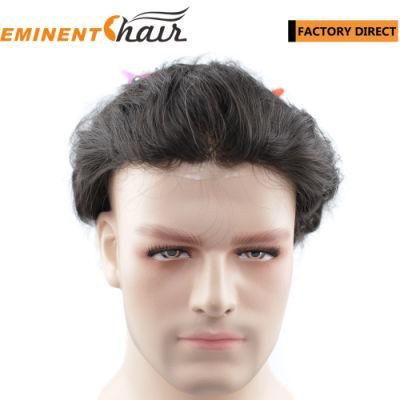 Natural Hairline Human Hair Skin Men&prime;s Toupee