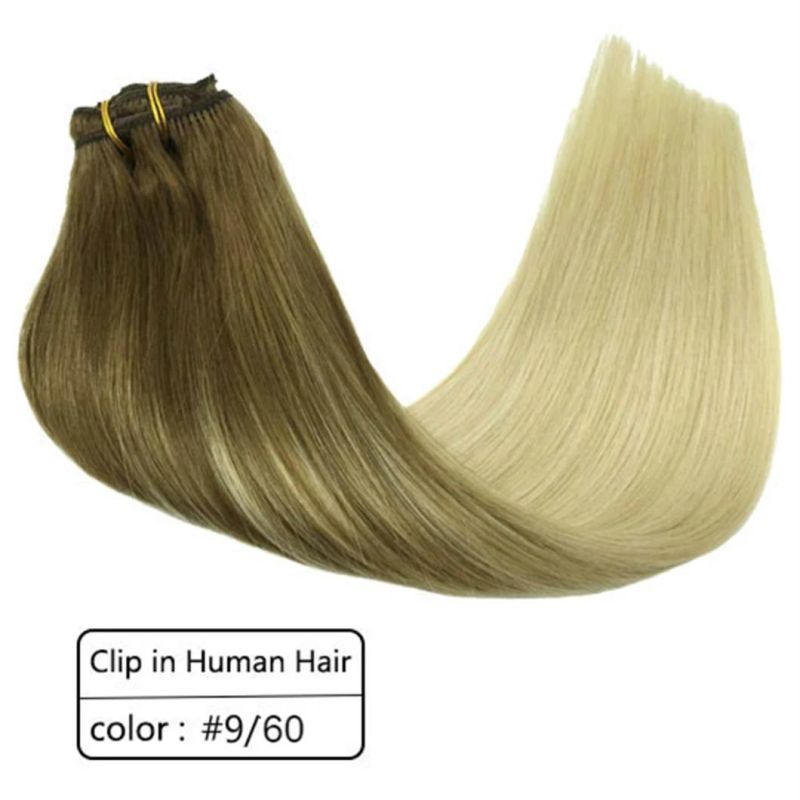 Multi Color Brazilian Human Hair Clip in Extensions Full Head Remy Human Hair Straight Hair Extensions 20 Inches