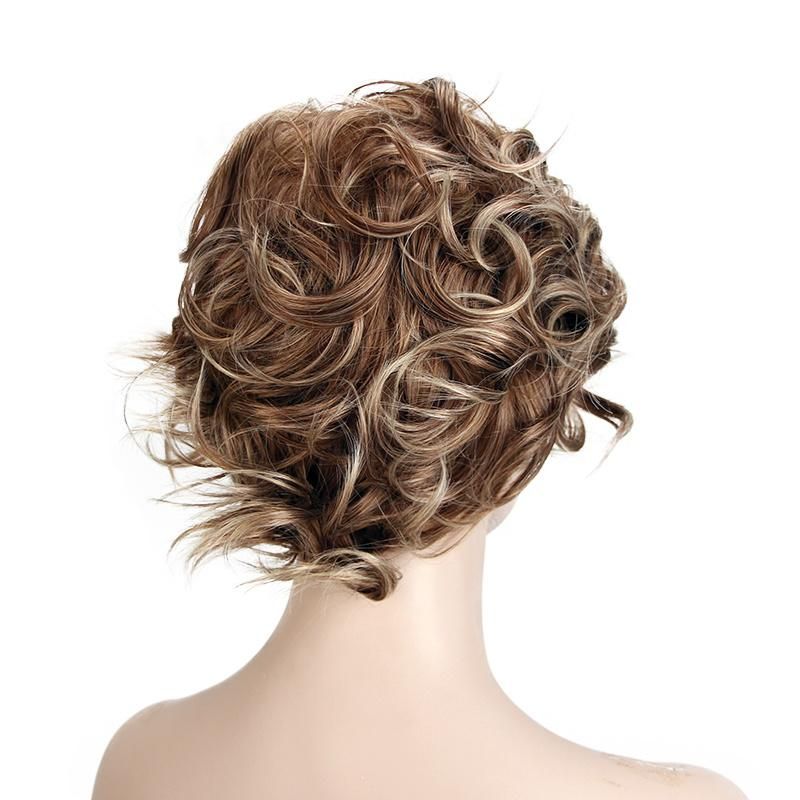 Synthetic High Temperature Fiber Short Curly Hair Wig for Women