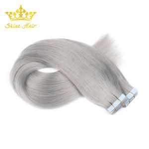Wholesale Brazilian Virgin/Remy Human Hair Extension of Gray Color Straight Tape in Extension