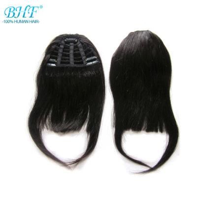 Machine Wefted Mongolia Remy Human Hair Bangs Fringes for Women 3 Clips in Hair Extensions