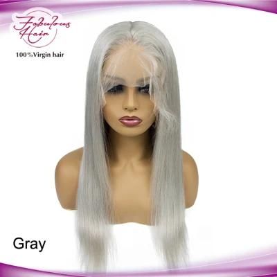 Long Silver Grey Lace Frontal Human Hair Wigs for Sale