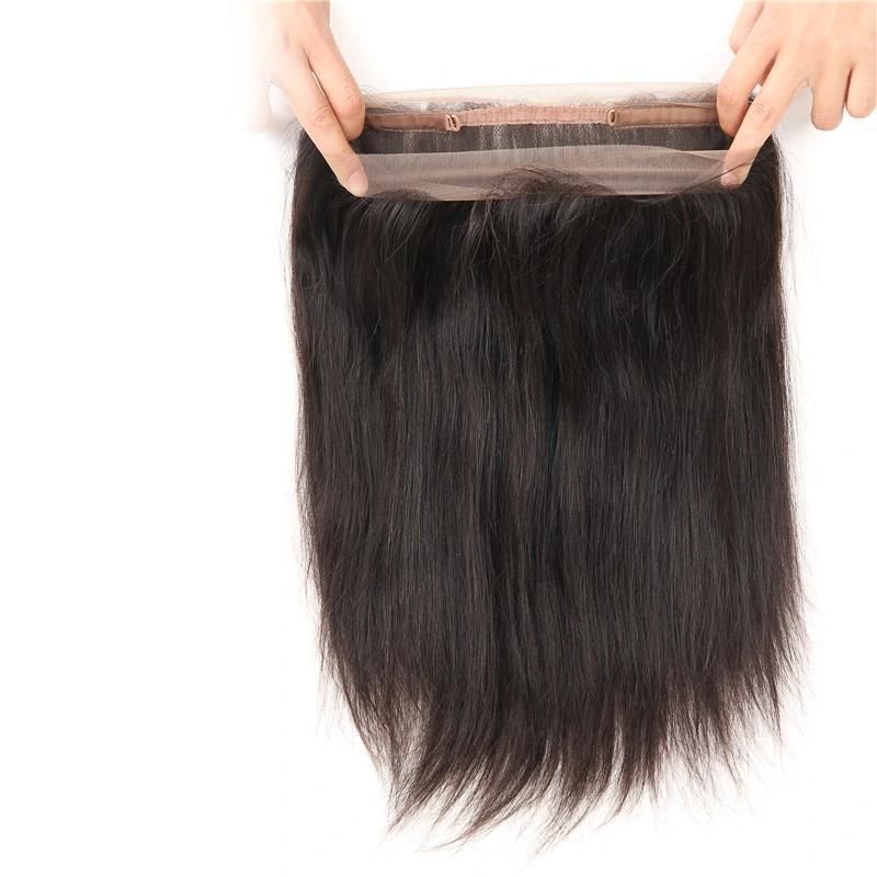 Unprocessed Natural Remy Brazalian Human Hair Straight Weft 360 Lace Frontal Closure