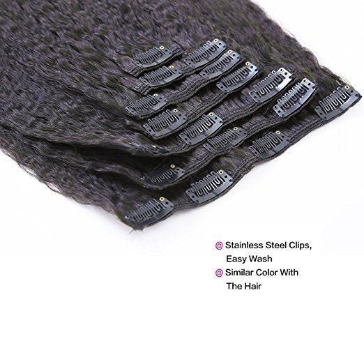 100% Human Hair Extension Clip in Hair Extensions 7PCS for Full Head Kinky Curly (AV-CHL07-14-1)
