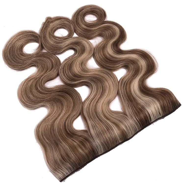 Body Wavy Human Hair Cuticle Aligned Unprocessed Halo Hair Extensions #P8/22