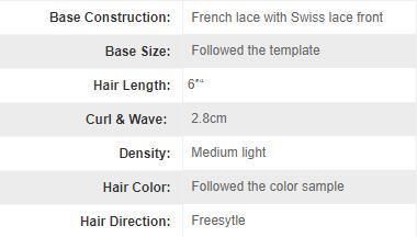 French Lace with Swiss Lace Front Men′s Human Hair Wig