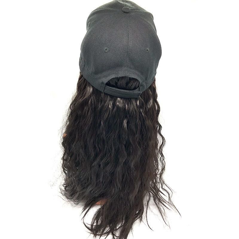 Synthetic Adjustable Hat Wigs Fashion Curly Wavy Wig with Baseball Hat