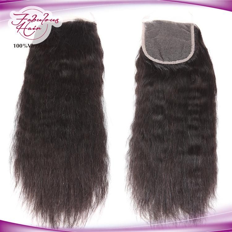 Natural Black 10 Inch Brazilian Yaki Straight Human Hair Lace Closure