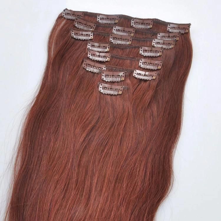 Qingdao Factory Unprocessed Invisible Remy Clip in Hair Extension.