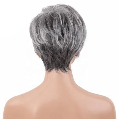 Kbeth Old Women Short Straight Human Hair Wigs Wholesale Fashion 14 Inch Machine Made Cheap Price White Color Wig Vendor
