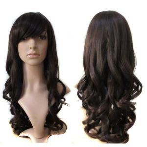 Natural Fashionable Long Brown Curly Virgin Remy Hair Synthetic Wig
