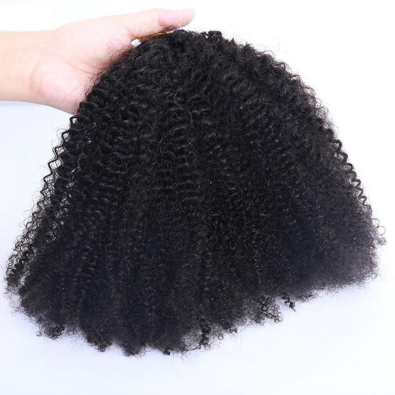 24inch 2PCS/Lot of Afro Kinky Curly Human Hair 4b 4c I Tip Microlinks Brazilian Virgin Hair Extensions Hair Bulk Natural Black Color for Women