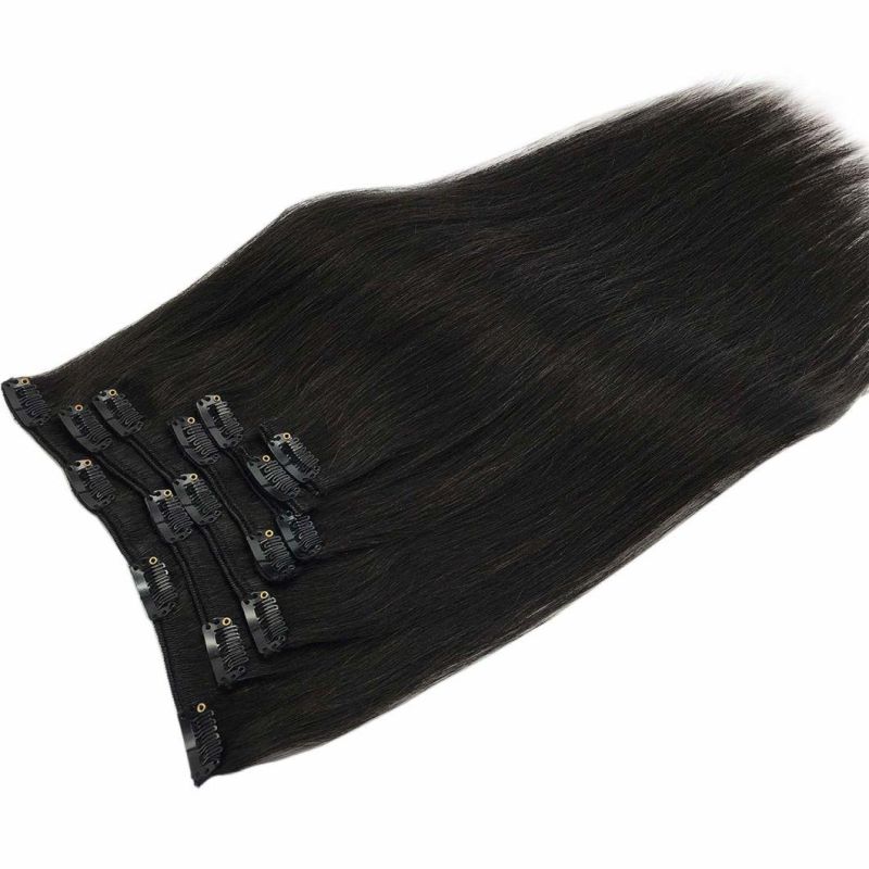 Hair Extensions Clip in Natural Black 22 Inch 120g 7PCS Human Hair Extensions Remy Natural Hair Real Straight Thick Weft