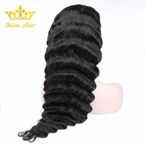 100% Human Hair Lace Wigs of Deep Wave Natural Black Color