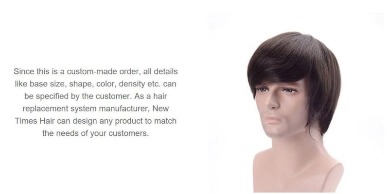 Remy Human Hair Natural Color Male Hair Systems Men Toupee