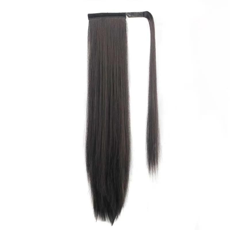 Ombre Brown Color Thick Long Straight Sexy Ponytail for Black Women Drawstring Synthetic Hair Extension