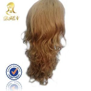 Blonde Color Wavy Women Synthetic Hair Fibers Machine Made Wigc