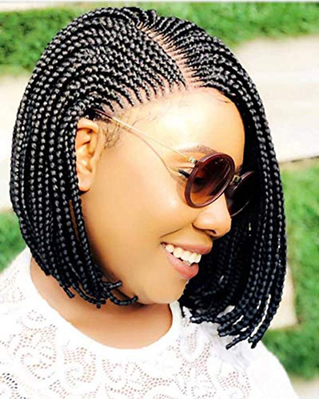 Bob Braided Wig Cornrow Wig for Black Women Human Hair Tress Wig Remy Virgin Hair for Black Woman