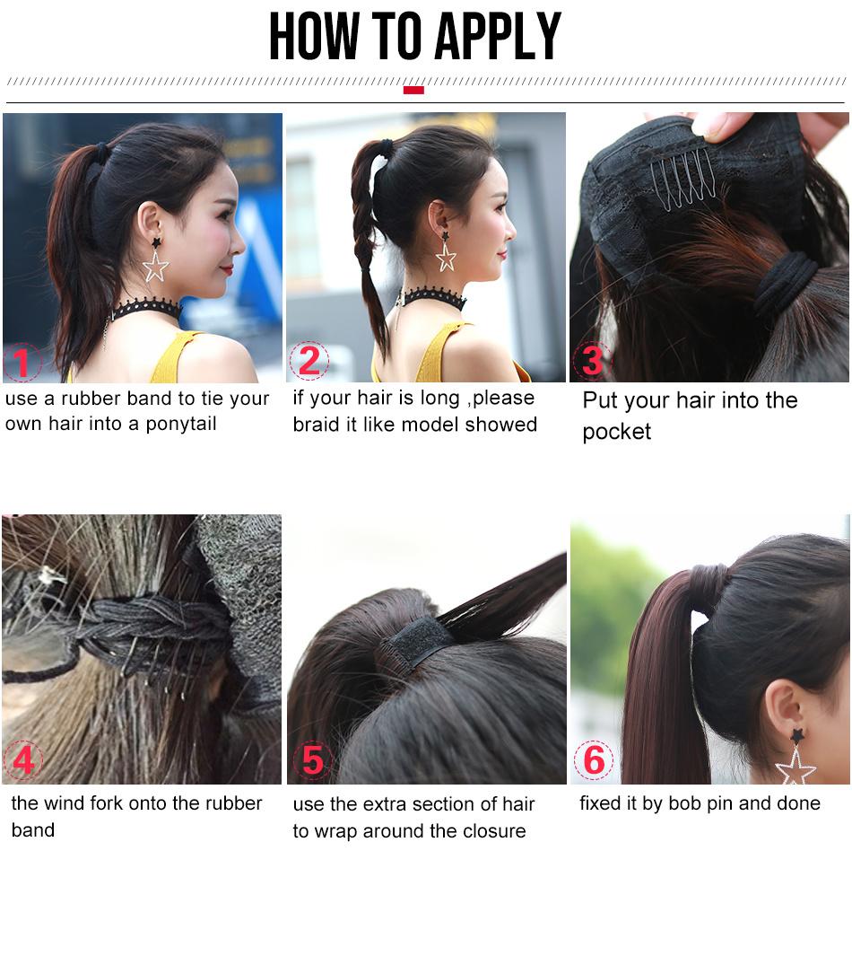 Ponytail Human Hair Wrap Around Machine Remy Hair Extensions