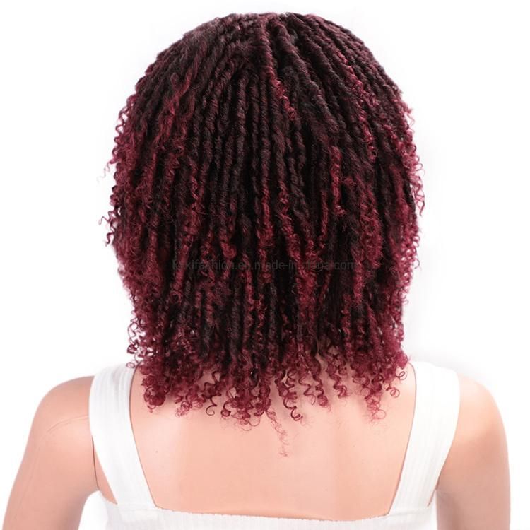 Soft Dreadlocks Hair 14 Inch Ombre Black Red Crochet Braids Wigs Heat Resistant Synthetic Short Wigs