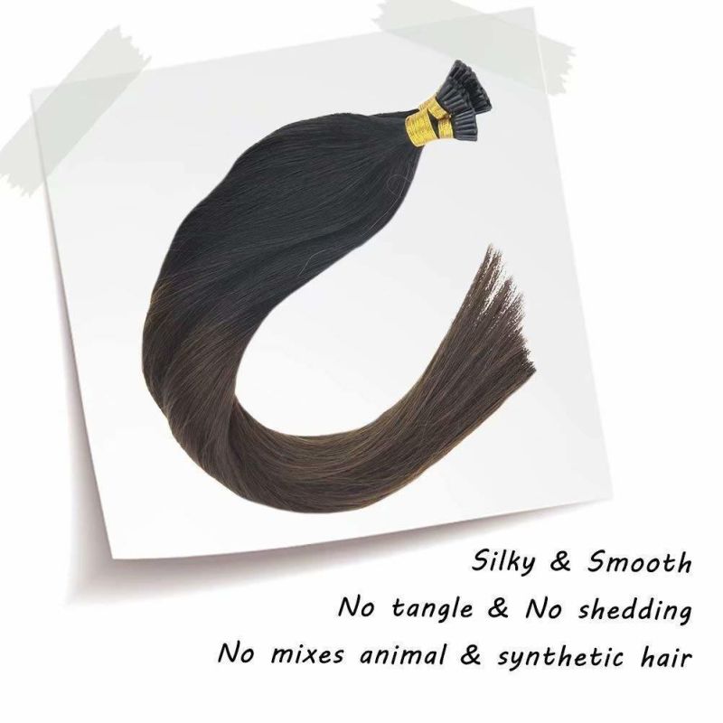 24inch 1g/S Remy Itip Human Hair Extensions Ombre Color Natural Black to Dark Brown Brazilian I Tip Fusion Hair Extensions 50g Per Package
