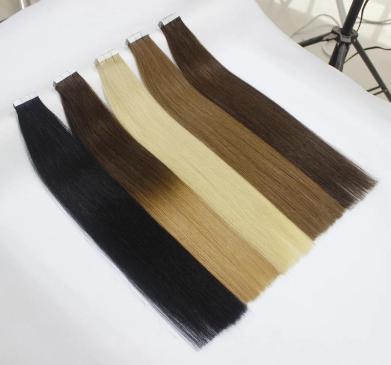 Tape in Extensions Brazilian Straight Human Hair Bundles 4/6/27/613/1b Color Remy Human Hair Extensions