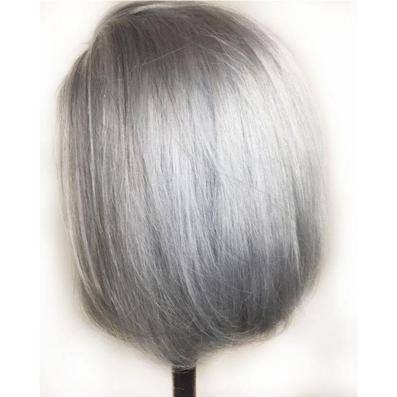 Ash Gray Synthetic Lace Front Wig Short Bob Straight 14 Inch Grey Wigs for Black Women Heat Resistant Middle Part with Baby Hair