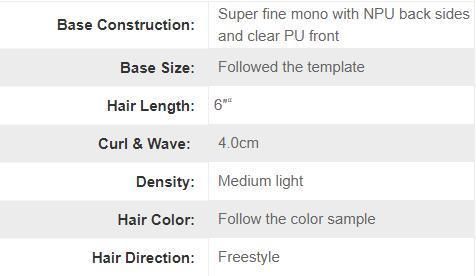 Super Fine Mono (#41 net) with Npu Back Sides and Clear PU Front Human Hair Wig