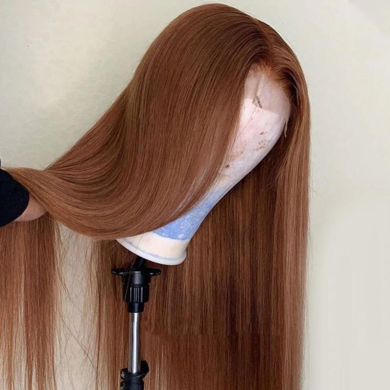 Ombre Brown Straight Wig 150% Lace Front Human Hair Wigs for Women Brazilian Remy Hair Pre Plucked Lace Wig with Baby Hair 26 Inch