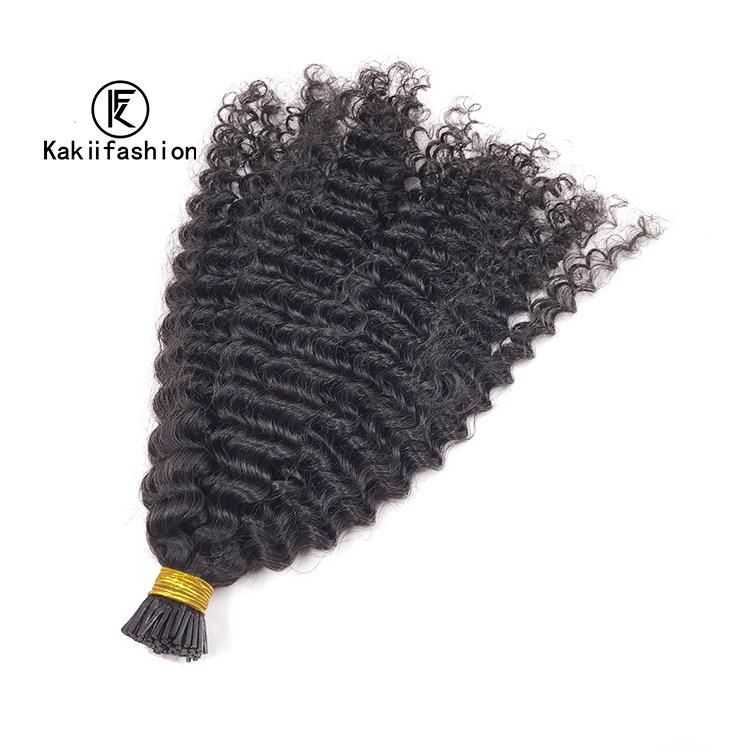 Kaki Hair Wholesale Indian Cuticle Aligned I Tip 3A Curly Hair for Black Woman I Tip Hair Extensions Human Hair