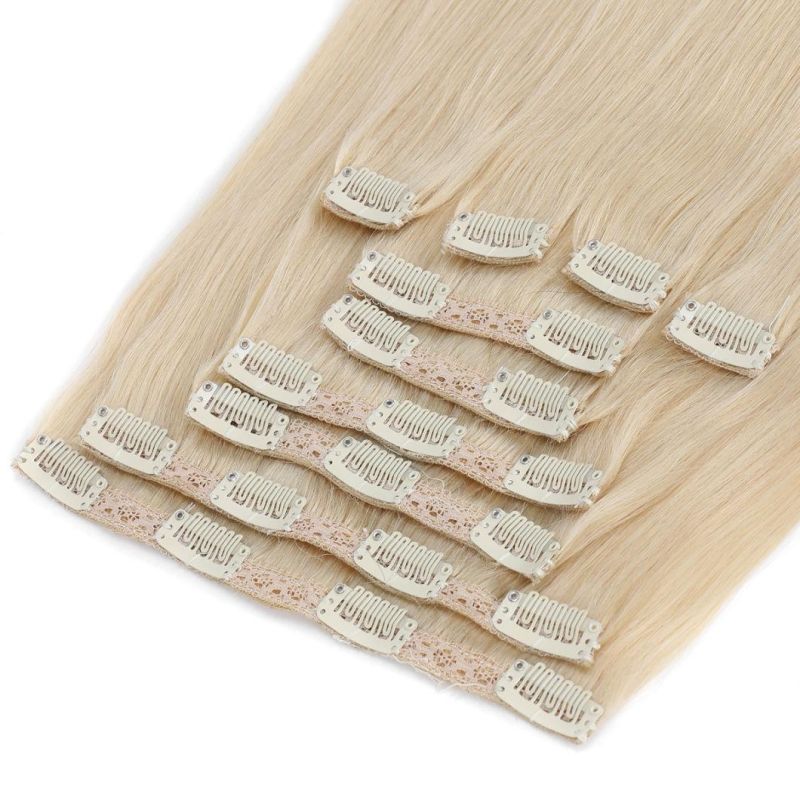 Top Premium Quality Human Hair Double Drawn Full Head Deluxe Size Clips on Hair Extension