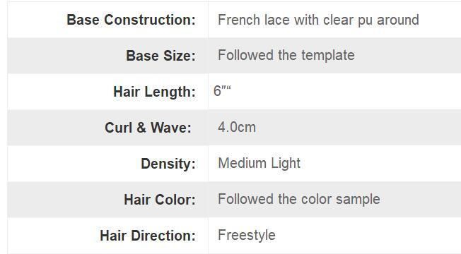 Custom Made Dyed Hair French Lace Men′s Toupee