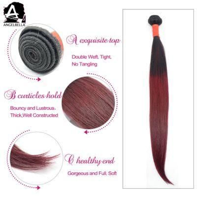 Angelbella Raw Mink Brazilian Soft Remy Hair Weft 1b#99j# Ombre Human Hair Bundles