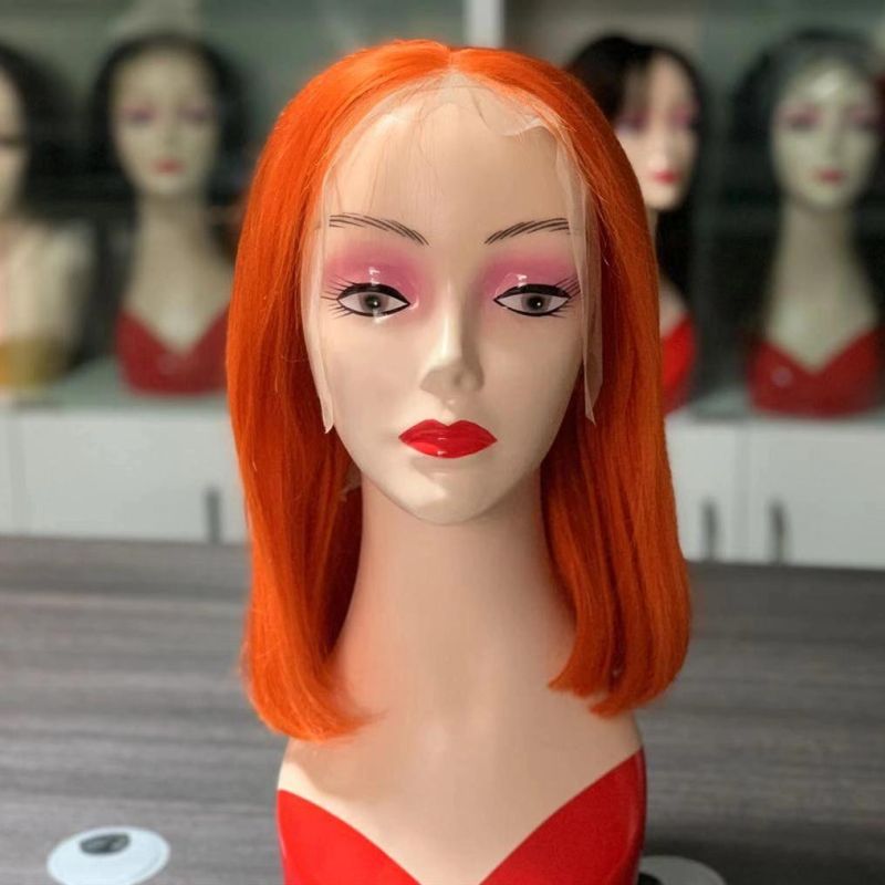 Wholesale Pink Rellow Orange Color Brazilian Virgin Human Hair Colored Lace Frontal Bob Wig Hot Wigs