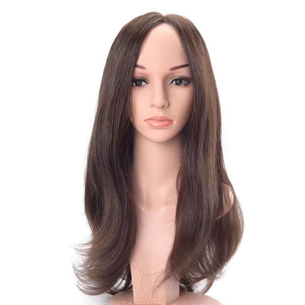 Fine Mono with Thin Skin Round and French Lace Front Female Hairpiece