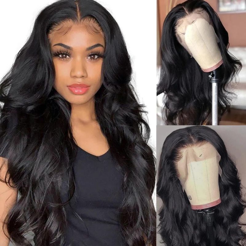 Body Wave 13X4 Lace Front Human Hair Wigs Loose Glueless Frontal Brazilian Virgin Hair 150% Density Nature Color for Black Women 30 Inches