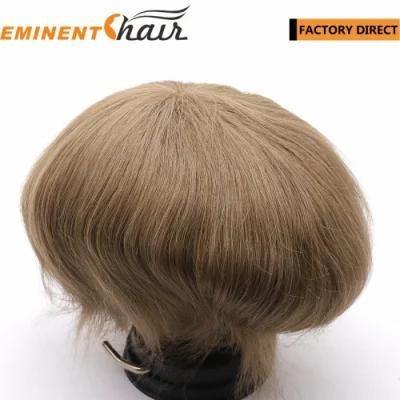 Hairpiece European and American Middle Cent Custom Made Full Skin Remy Hair Men&prime;s Hairpieces