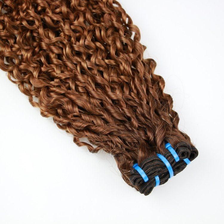 Wholesale Human Hair Double Drawn Hair Weave Pissy Curly Funmi Remy Hair Weft #4/30