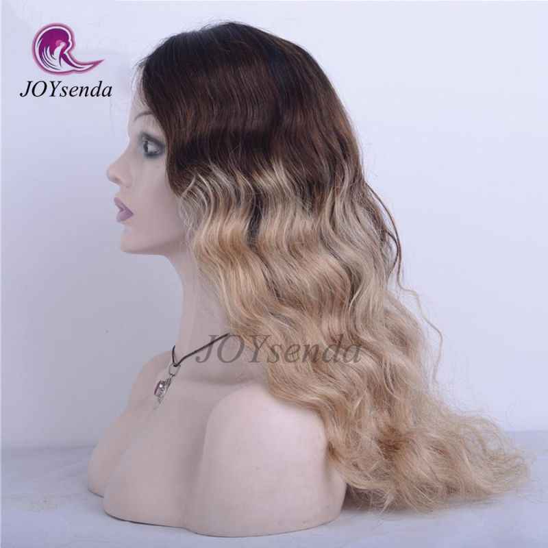 Ombre 3 Colours Water Wave Indian Hair Front Lace Wig