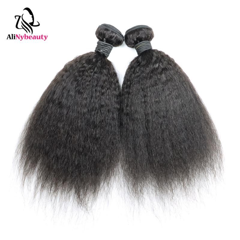 Alinybeauty Wholesale 100% Virgin Human Hair Cuticle Aligned Natural Color Bundle Yaki Straight Kinky Straight Hair Bundles