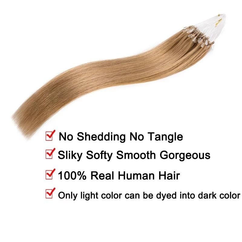 60# Platinum Blonde 20" 0.5g/S 100PCS Straight Micro Bead Hair Extensions Non-Remy Micro Loop Human Hair Extensions Micro Ring Extensions