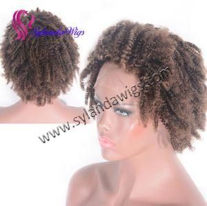 #4-27 Curly Wave Bralian Remy Human Hair 12&quot; Lace Frontal Wigs for Afro Black Women with Free Shipping
