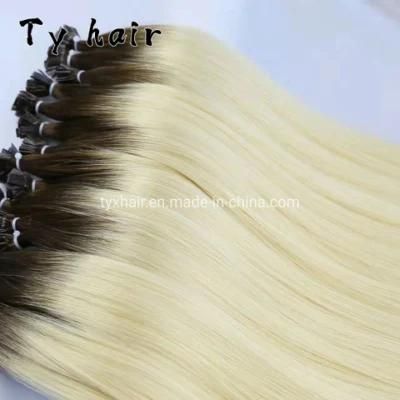 T Color #4 / #613 Pre - Bonded Luxury Superior Peruvian Permanent Flat Tip Human Remy Chinese Cuticle Aligned Hair Extensions